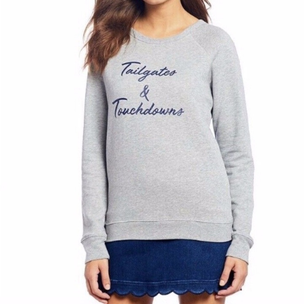 EUC Draper James Tailgates & Touchdowns Gray Sweatshirt Size Medium